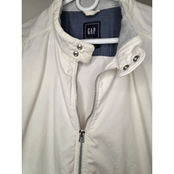 GAP Cotton Harrington Jacket XL Snow Cap White Zip Front Casual - Picture 10 of 10